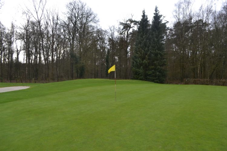 Op de meeste greens is geen schimmel meer te zien. Hier hole 5.