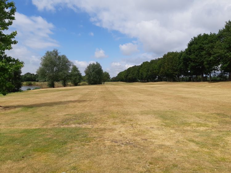 De Golfhorst beschikt niet over beregening op de fairways. Hier de fairway van hole 11.